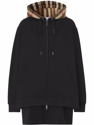 Burberry check-hood hoodie - Black