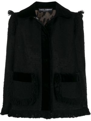 Dolce & Gabbana fringed tweed jacket - Black