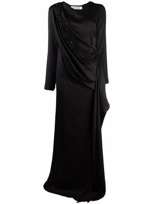 Almaz long-sleeved silk evening gown - Black