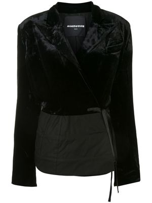 Aganovich velvet panel wrap-around blazer - Black