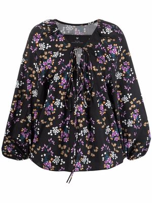 Maison Bohemique floral-print puff-sleeve blouse - Black
