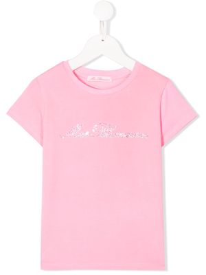 Miss Blumarine embellished logo T-shirt - Pink