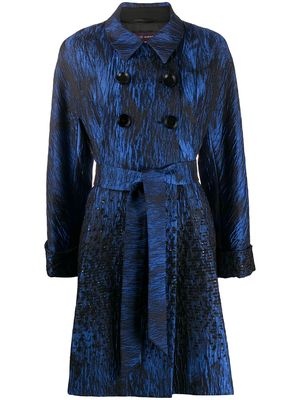 Talbot Runhof belted jacquard coat - Blue