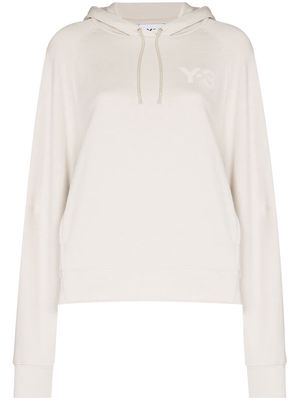 Y-3 logo-print cotton hoodie - Neutrals