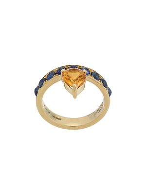 Dubini 18kt yellow gold, sapphire and citrine Theodora Tear ring