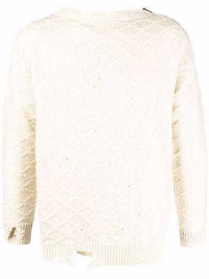 Maison Margiela distressed-effect wool jumper - White