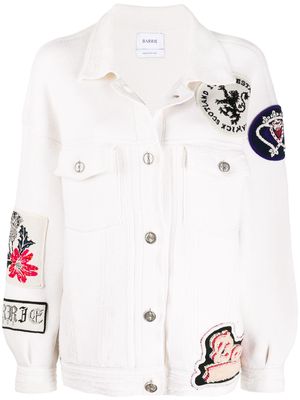 Barrie oversized patchwork detailed knitted jacket - White