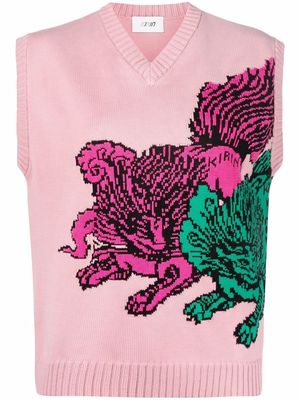 Kirin lion knit vest - Pink