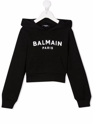 Balmain Kids logo-print hoodie - Black