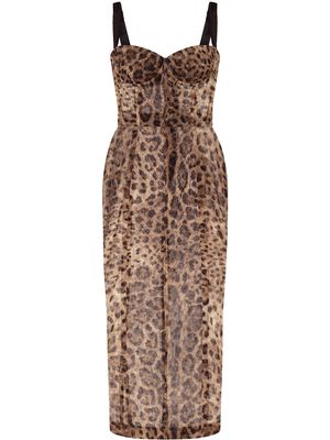 Dolce & Gabbana leopard-print bustier dress - Brown