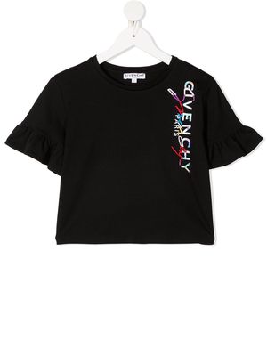 Givenchy Kids ruffle-cuff cotton T-shirt - Black