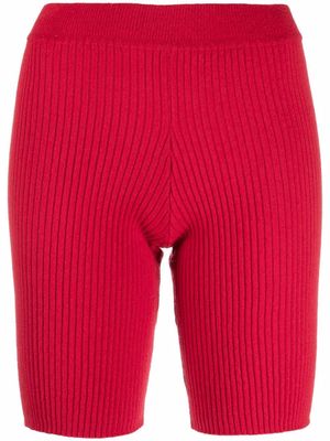 AMI AMALIA ribbed-knit high-waisted cycle shorts - Red