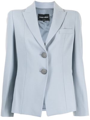 Giorgio Armani single-breasted wool-blend blazer - Blue