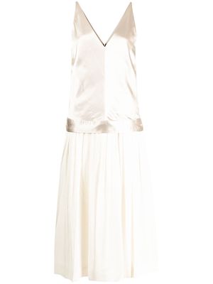 Commission sleeveless pleated silk dress - Neutrals