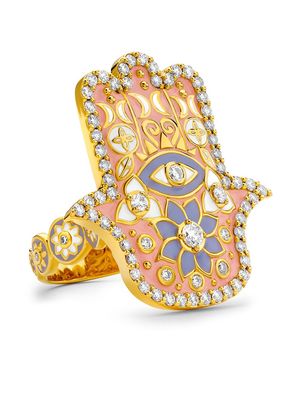 BUDDHA MAMA 20kt yellow gold diamond Hamsa ring