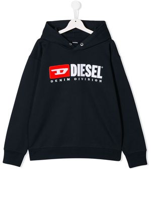 Diesel Kids embroidered logo hoodie - Blue