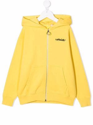 Off-White Kids Script-logo cotton hoodie - Yellow