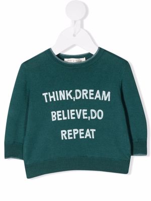 Zhoe & Tobiah slogan-print cotton jumper - Green