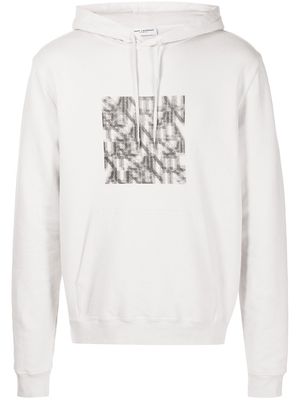 Saint Laurent optical illusion-print relaxed hoodie - Grey