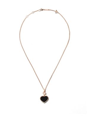 Chopard 18kt rose gold Happy Hearts onyx and diamond pendant necklace
