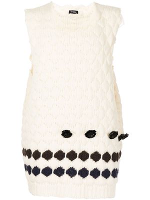 Raf Simons diamond-stitch floral-embellished knitted vest - White