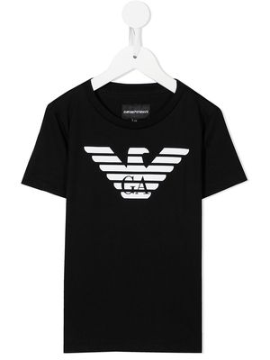 Emporio Armani Kids eagle logo-print T-shirt - Black