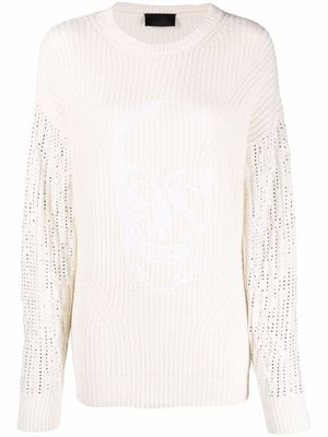 Philipp Plein crystal-embellished knitted jumper - Neutrals