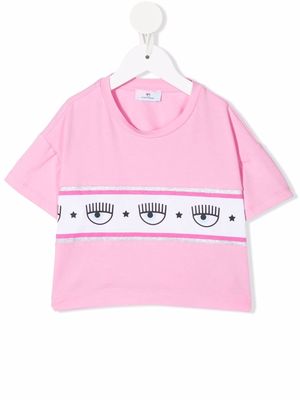 Chiara Ferragni Kids logo-stripe T-shirt - Pink