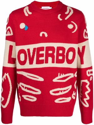 Charles Jeffrey Loverboy Loverboy intarsia rib-trimmed jumper - Red