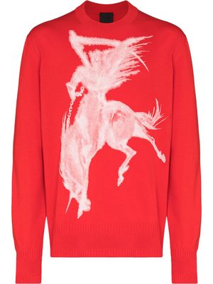 Givenchy Gothic print crew neck jumper - Red