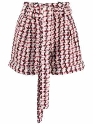 Amen houndstooth pattern tweed shorts - Red