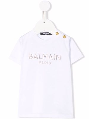 Balmain Kids studded-logo short-sleeve T-shirt - White