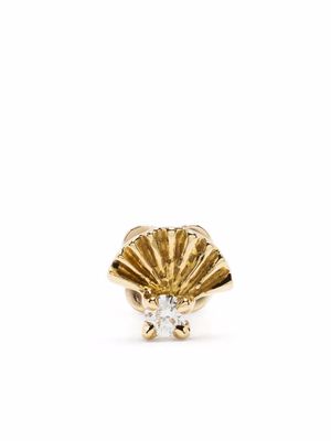 White Bird 18kt yellow and 14kt yellow gold Eventail diamond stud earring