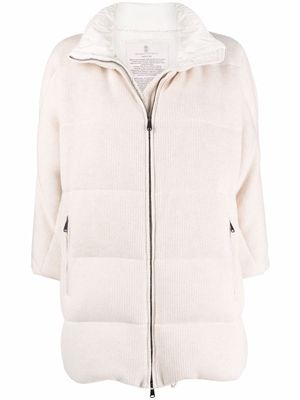 Brunello Cucinelli corduroy down coat - Neutrals