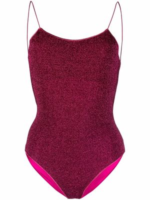 Oséree Lumiére sparkle low-back swimsuit - Pink