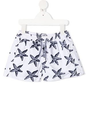 MC2 Saint Barth Kids starfish-motif drawstring-waist swim shorts - White