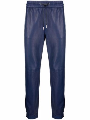 Saint Laurent leather tapered-leg trousers - Blue