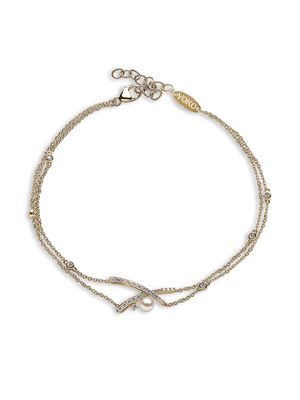 Yoko London 18kt yellow gold Sleek Akoya pearl and diamond bracelet