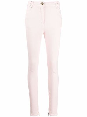 Balmain high-waisted zip-detail denim jeans - Pink