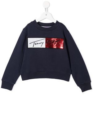 Tommy Hilfiger Junior sequin-embellished cotton sweatshirt - Blue