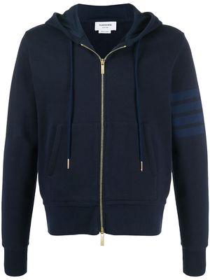 Thom Browne 4-Bar zip-up loopback-cotton hoodie - Blue