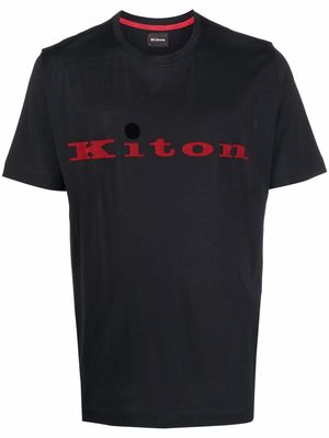 Kiton logo-embroidered cotton T-shirt - Black