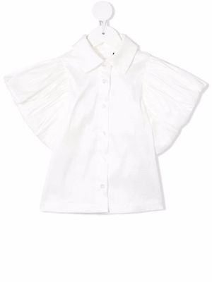 Caroline Bosmans buttoned-up draped-sleeved shirt - White
