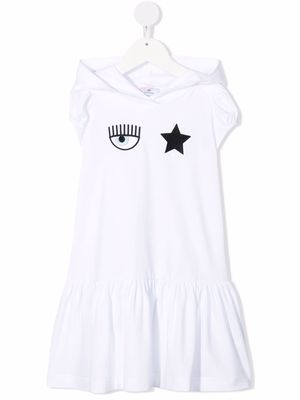 Chiara Ferragni Kids embroidered-logo hooded dress - White
