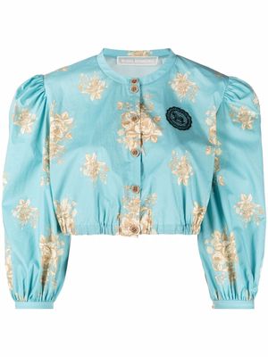 Ulyana Sergeenko floral-print button-up blouse - Blue