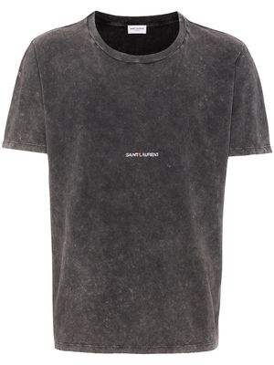 Saint Laurent logo-print distressed-effect T-shirt - Black