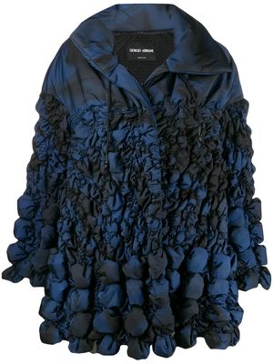 Giorgio Armani printed shirred shell coat - Blue