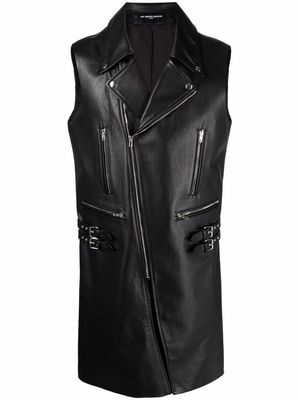 Raf Simons sleeveless leather coat - Black