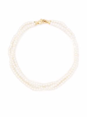Mizuki layered 14kt yellow gold pearl bracelet - White