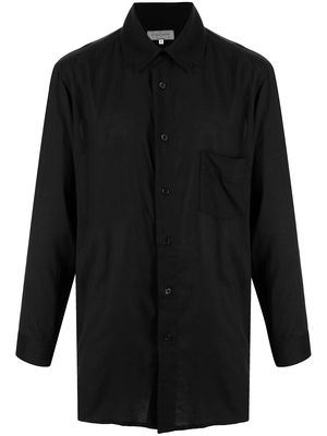 Yohji Yamamoto collar-detail oversize long-sleeve shirt - Black